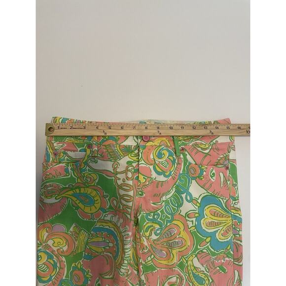 Lilly Pulitzer Size 2 Green Pink Worth Skinny Mini Zip Jeans Colorful Paisley - Picture 6 of 8